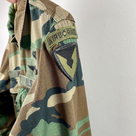 Vintage Army Woodland Fatigue Shirt Small-Regular VTG Army Airborne BRAGG Sm/Reg - Picture 15 of 16